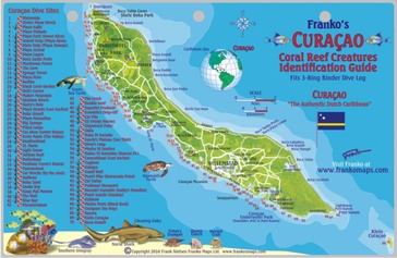 Waterkaart Fish Card Curaçao Dive Sites & Fish ID Card / Coral Reef Creatures | Franko Maps