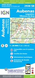 Wandelkaart - Topografische kaart 2938 SB - Serie Bleue Largentière, Aubenas, Villeneuve-de-Berg | IGN - Institut Géographique National