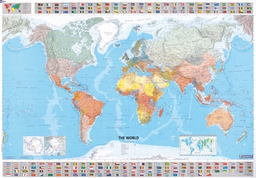 Wereldkaart 01 The World - Wereld, 144 x 100 cm | Michelin