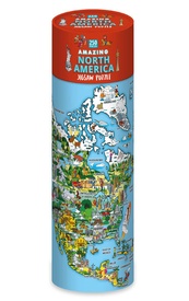 Kinderpuzzel Amazing North America in a tube 250 pieces 57 cm x 43 cm | Robert Frederick