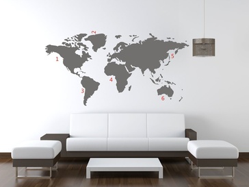 Wereldkaart muursticker grijs | United Entertainment
