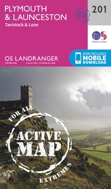 Wandelkaart - Topografische kaart 201 Landranger Active Plymouth / Launceston | Ordnance Survey