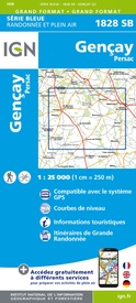 Wandelkaart - Topografische kaart 1828 SB - Serie Bleue Gençay - Persac | IGN - Institut Géographique National