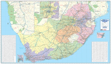 Wandkaart South Africa business map 4-delig | 260 x 152 cm | MapStudio