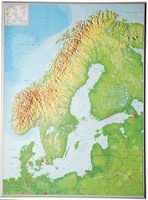 Scandinavië met voelbaar 3D reliëf 77 x 55 x 2 cm