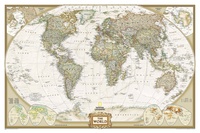 Wereldkaart, politiek & antiek, 185 x 122 xm