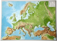 Europa met voelbaar 3D reliëf, 77 x 55 x 2 cm
