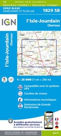 Wandelkaart - Topografische kaart 1829SB L'Isle-Jourdain - Charroux | IGN - Institut Géographique National