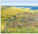 Wandkaart Das Grosse Alpen - panorama, sommer / zomer uitgave | MairDumont