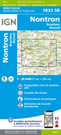 Wandelkaart - Topografische kaart 1833SB Nontron, Brantôme, Mareuil | IGN - Institut Géographique National