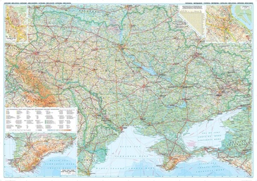 Wandkaart Ukraine & Moldova Geographic - Oekraïne / Moldavië geografisch | 125 x 98 cm | Gizi Map