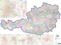 Oostenrijk met postcodes | 118 x 86 cm