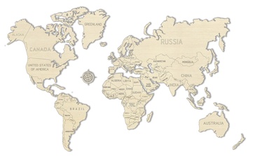Wereldkaart van hout - Legpuzzel Wooden World Map Large | Wooden City
