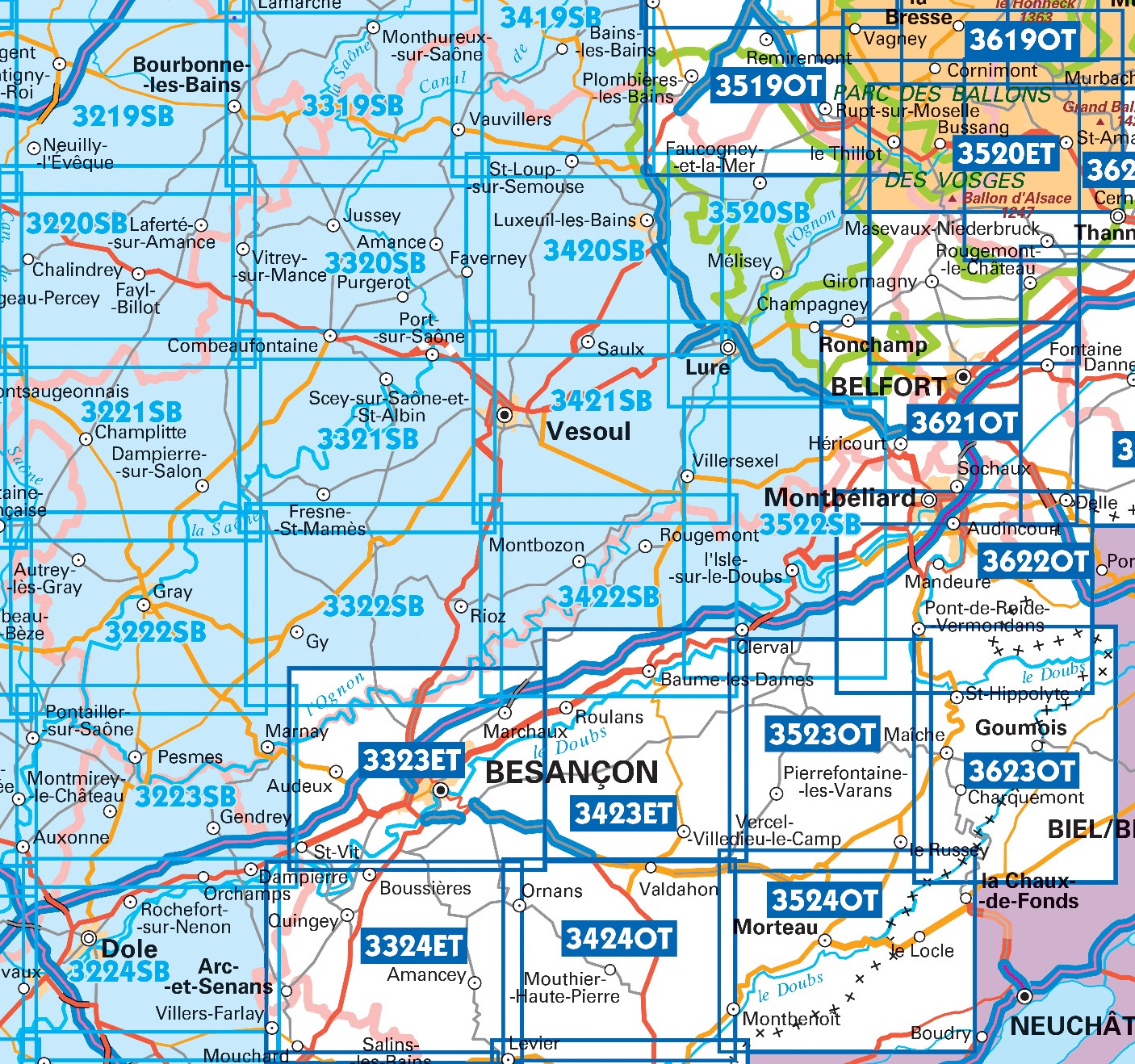 Topografische kaarten IGN 25.000 Jura : Noord
