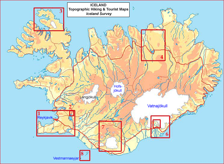 Wandelkaarten IJsland van de topografische dienst. Vergelijkbaar met de andere serie van Mal og Menn
