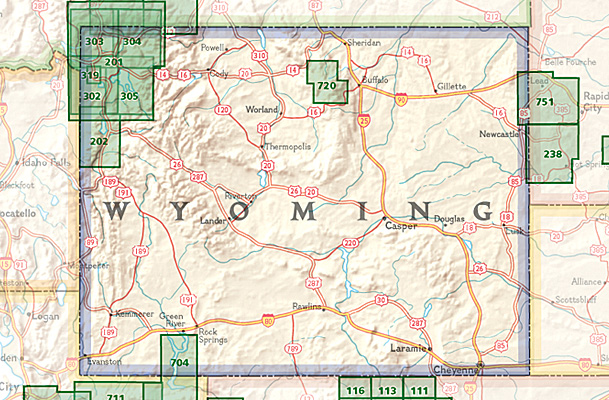 Overzicht Wandelkaarten Wyoming Trails Illustrated National Geographic